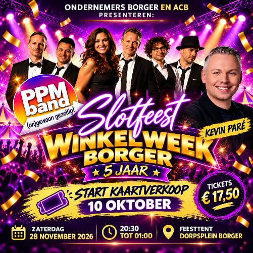 Cover photo for WINKELWEEK slotfeest 2026 by Ondernemersvereniging Borger