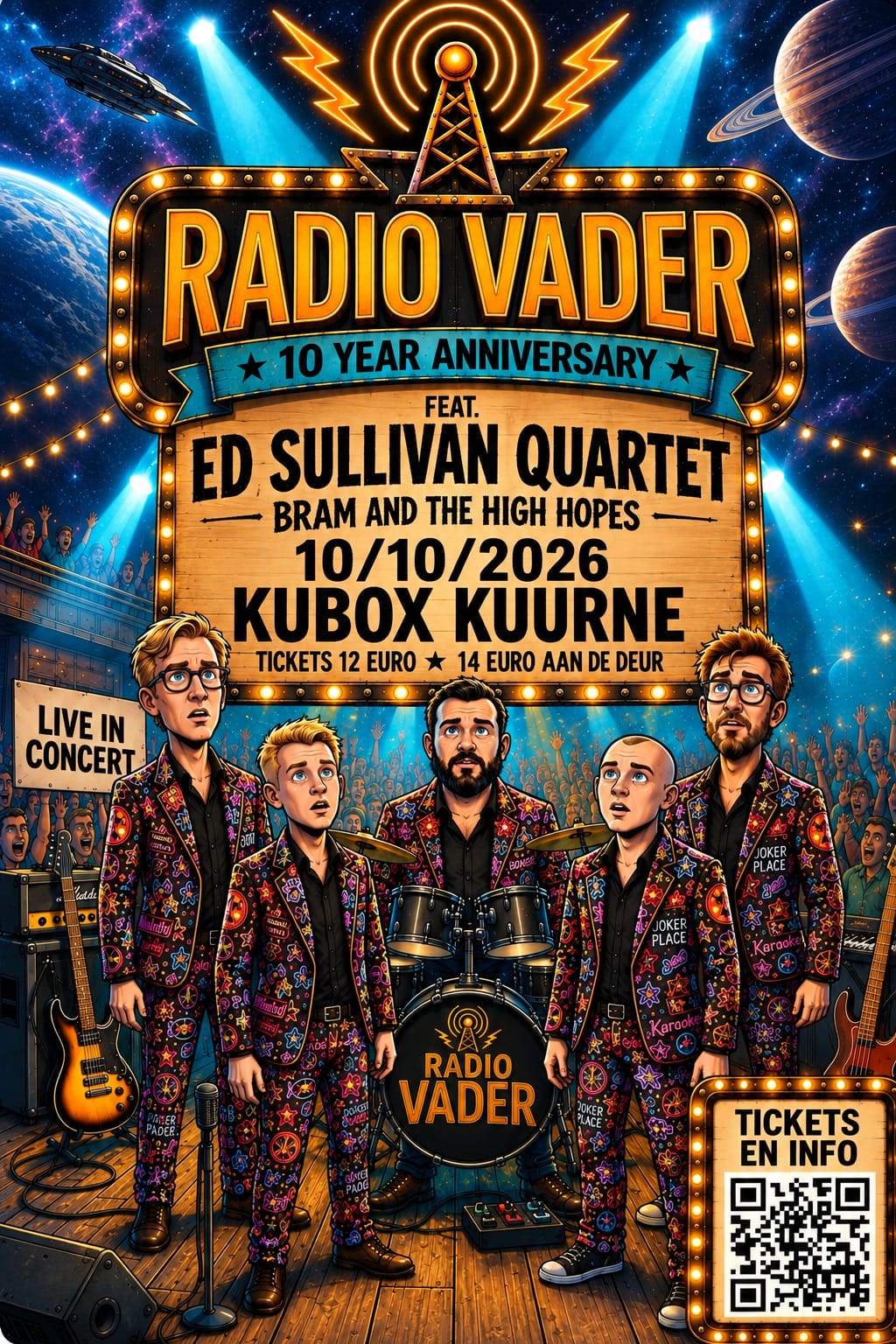 Cover photo for 10 Year Radio Vader Anniversary Show - Feat Ed Sullivan Quartet & Bram And The High Hopes by Radio vader