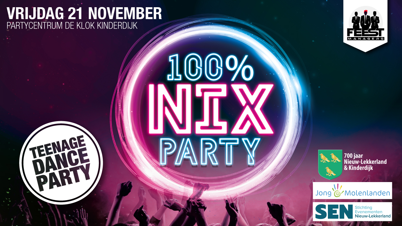 Cover photo for 100% NIX PARTY by Feestmanagers