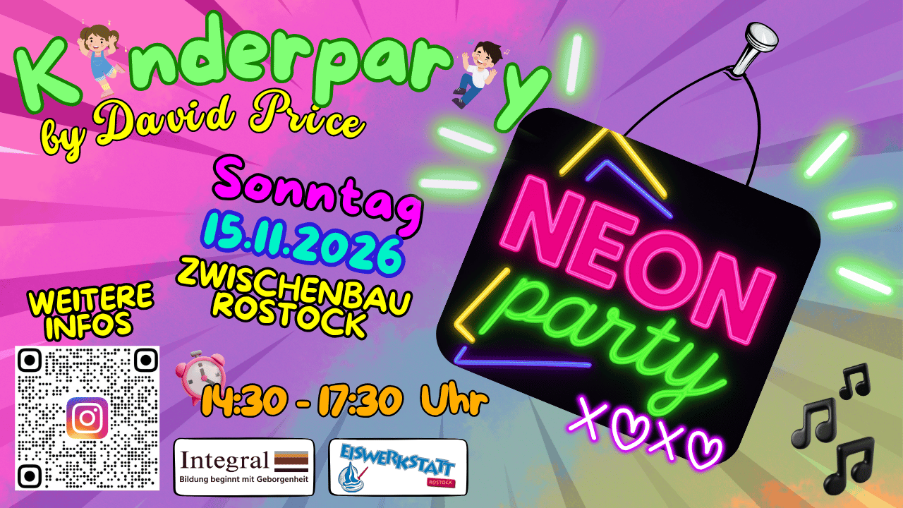 Cover photo for 15.11.2026 Kinderparty by David Price "Neon-Party" by Kinderparty by David Price