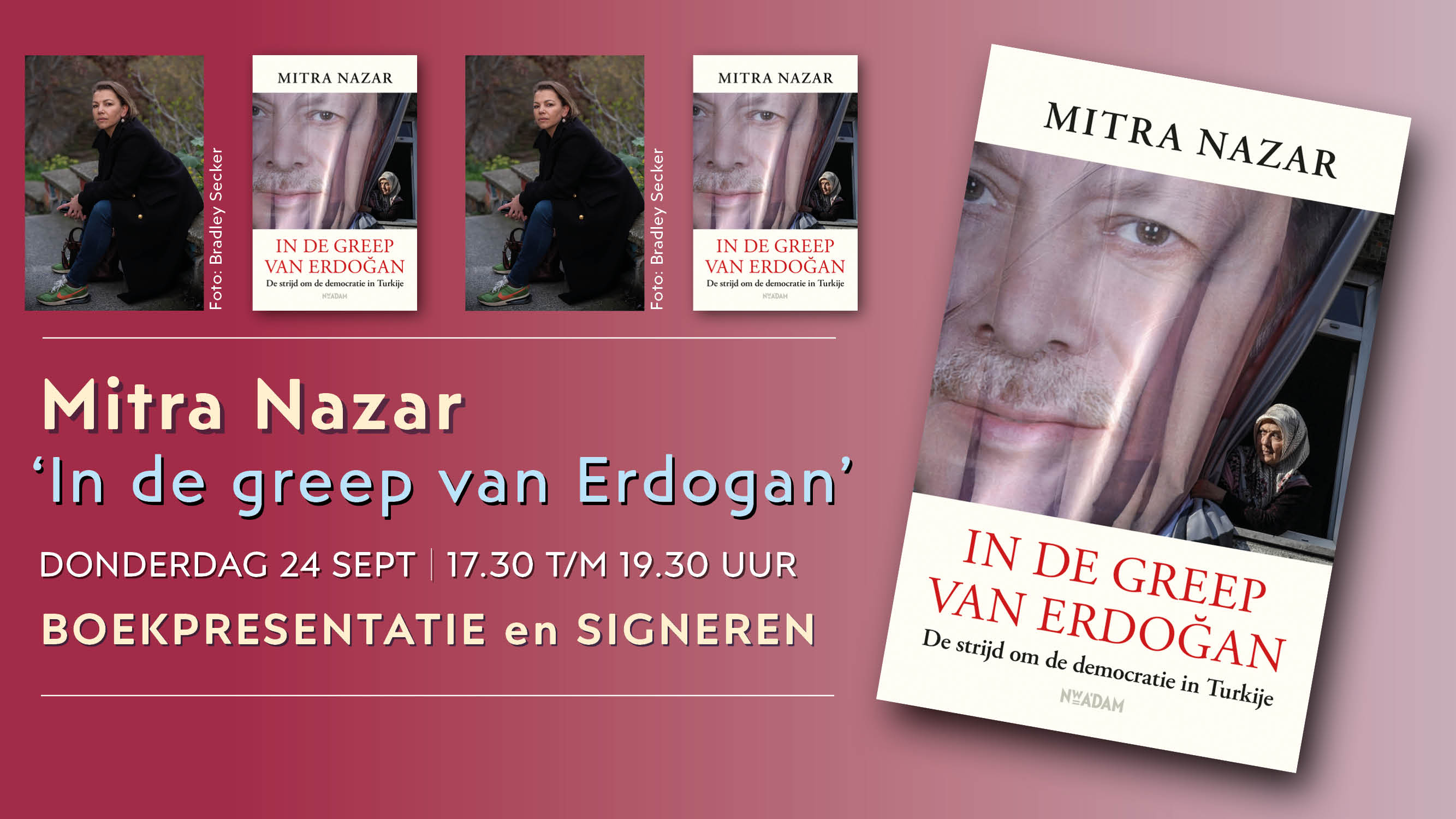 Cover photo for Boekpresentatie Mitra Nazar ‘In de greep van Erdogan’ by Broese