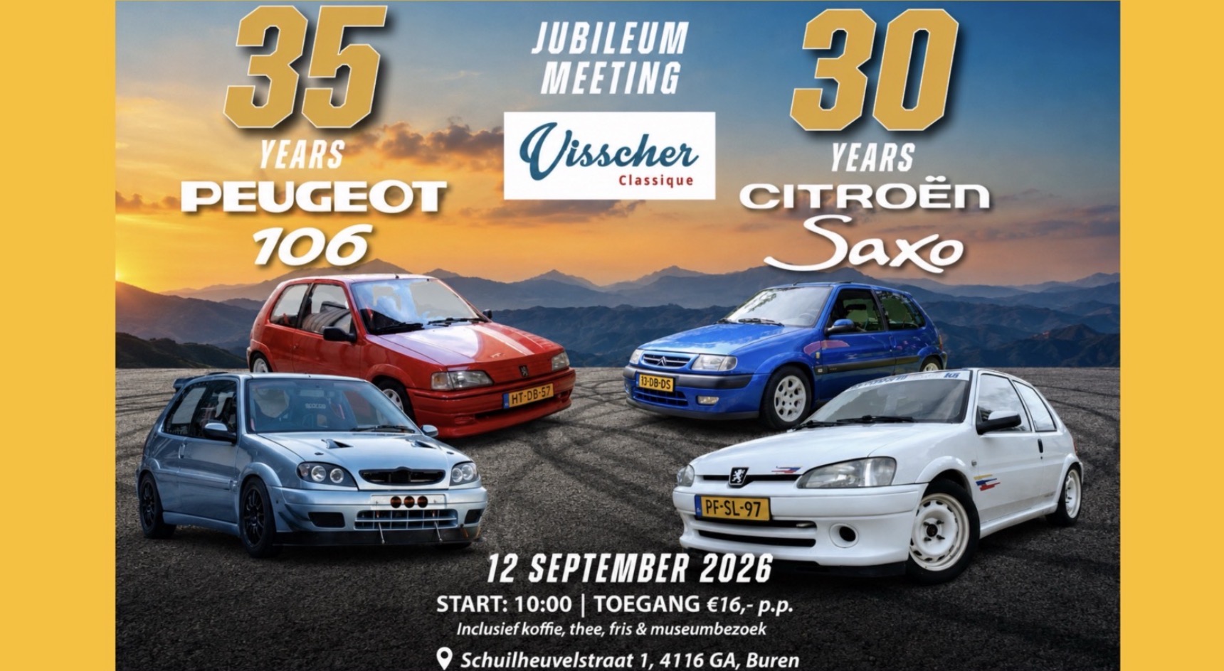 Cover photo for 35 jaar Peugeot 106 en 30 jaar Citroën Saxo by Visscher Classique