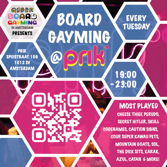 Cover photo for Queer Board Gayming - Wednesday - 7 Oct @ PRIK from 19:00 by Queer Board Gayming in Amsterdam