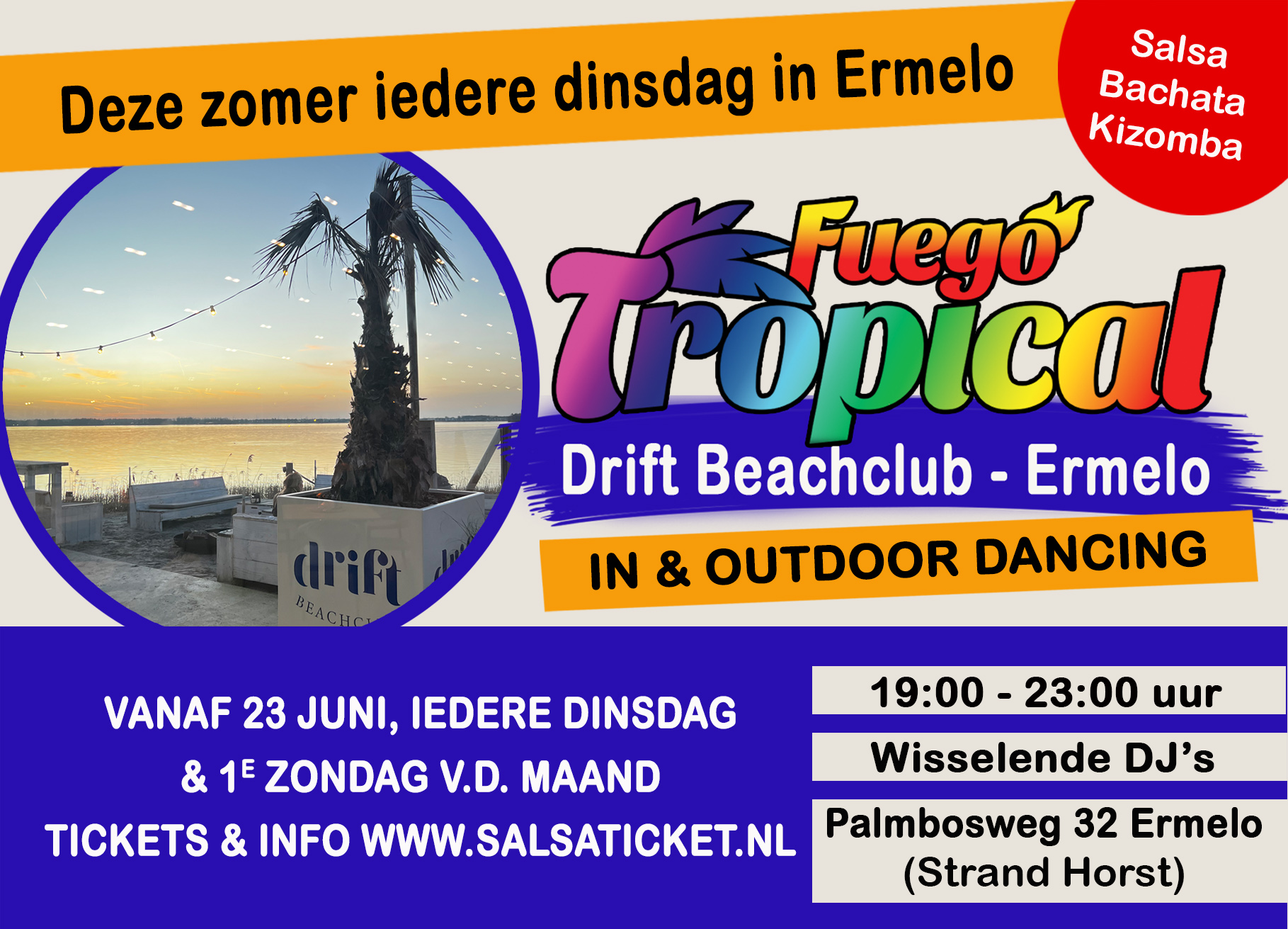 Cover photo for Fuego Tropical, Drift Beachclub - Ermelo by Salsaticket.nl
