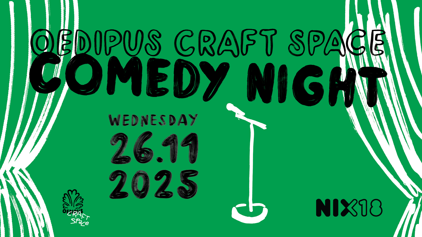 Cover photo for OEDIPUS CRAFT SPACE COMEDY NIGHT by Oedipus Craft Space