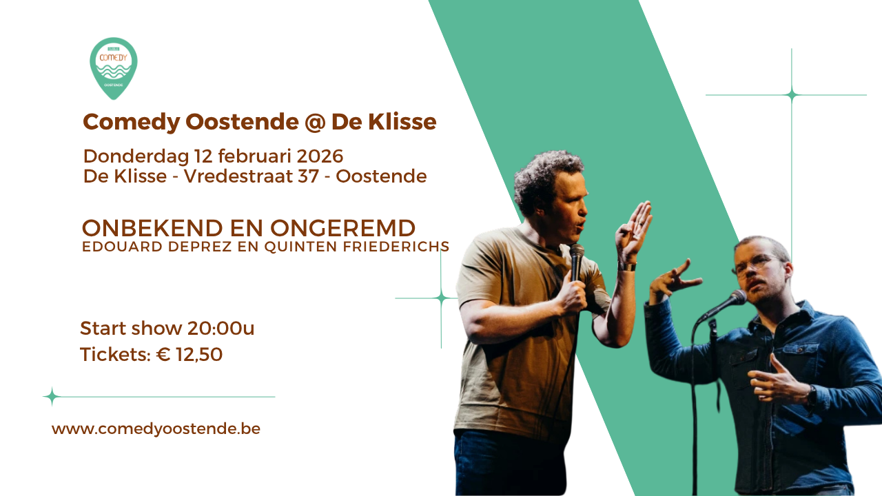 Cover photo for Comedy Oostende @ De Klisse - "Onbekend en ongeremd" by Comedy Oostende