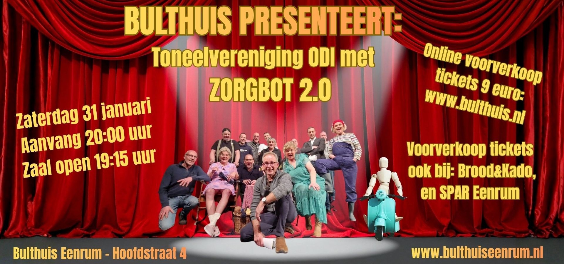 Cover photo for Toneelvereniging O.D.I. speelt ZORGBOT 2.0 by Zaal bulthuis eenrum