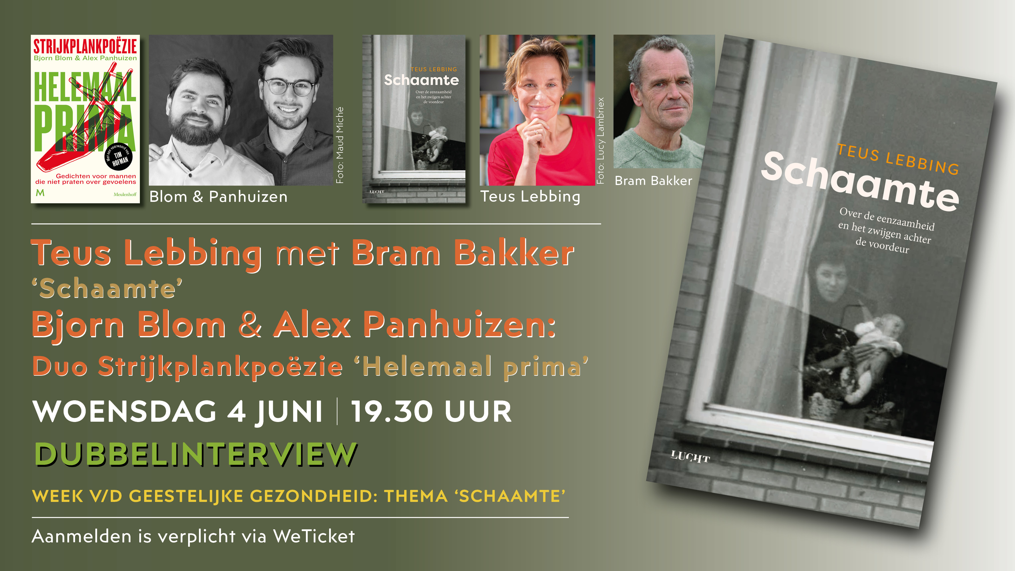 Cover photo for Teus Lebbing ‘Schaamte’ en duo Strijkplankpoëzie ‘Helemaal prima’ dubbelinterview by Broese