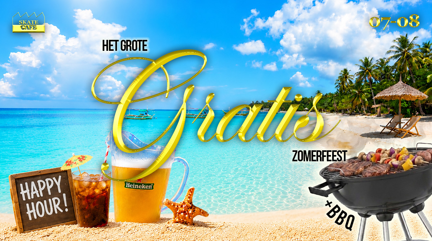 Cover photo for HET GROTE GRATIS ZOMERFEEST + BBQ + HAPPY HOUR by Skatecafe Karin & Yvonne