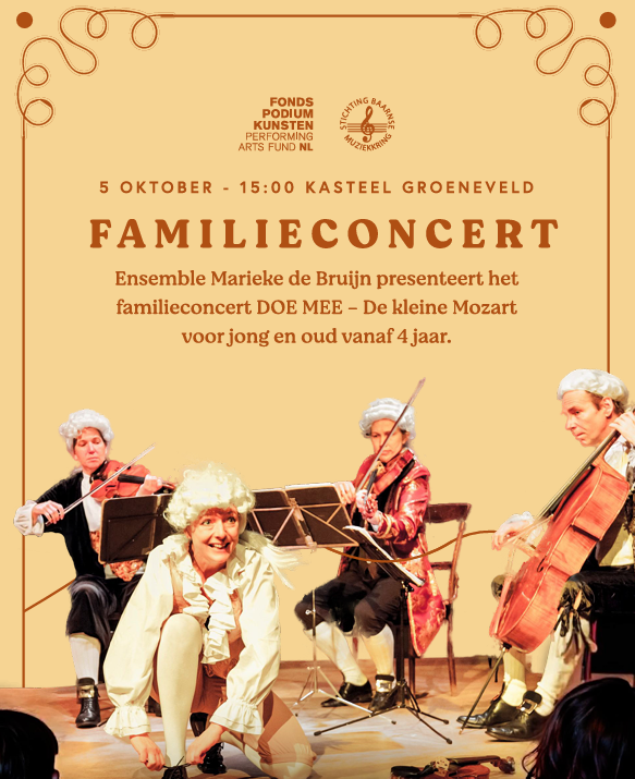 Cover photo for Familieconcert DOE MEE - De Kleine Mozart by Stichting Baarnse Muziekkring