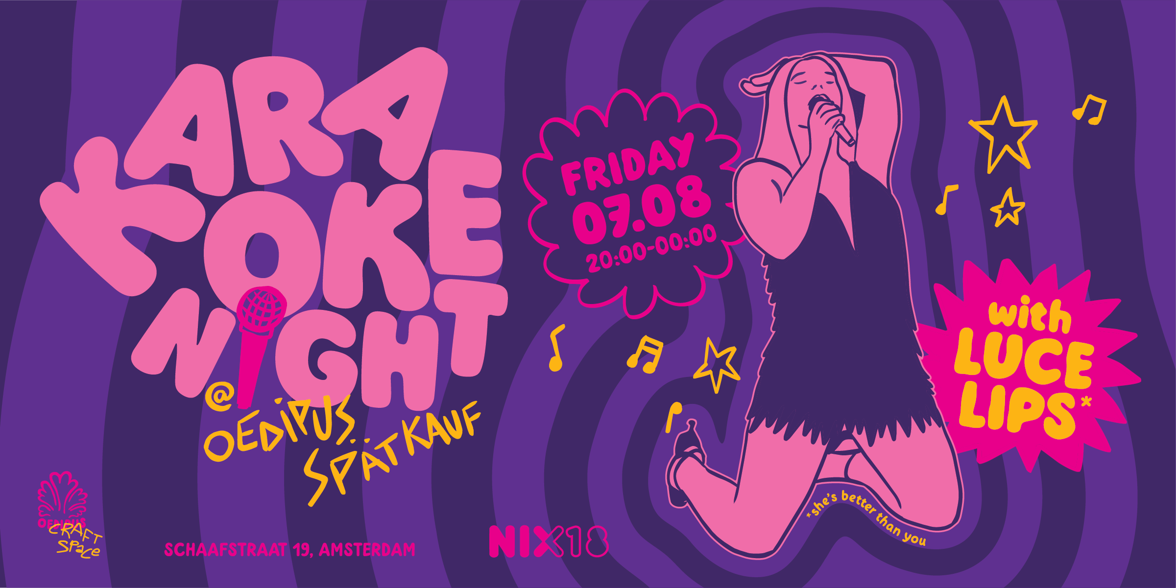 Cover photo for KARAOKE NIGHT WITH LUCE LIPS (IN THE SPÄTKAUF) by Oedipus Craft Space