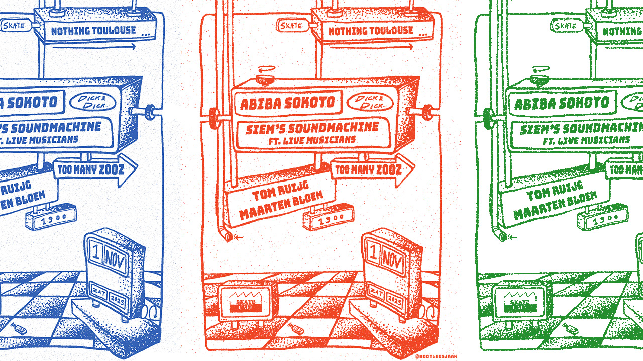 Cover photo for TOO MANY ZOOZ – CLUB NIGHT: NOTHING TOULOUSE, TOO MANY ZOOZ (ACOUSTIC SET LIVE), ABIBA SOKOTO, SIEM'S SOUNDMACHINE FT. LIVE MUSICIANS, TOM RUIJG & MAARTEN BLOEM by Skatecafe Karin & Yvonne