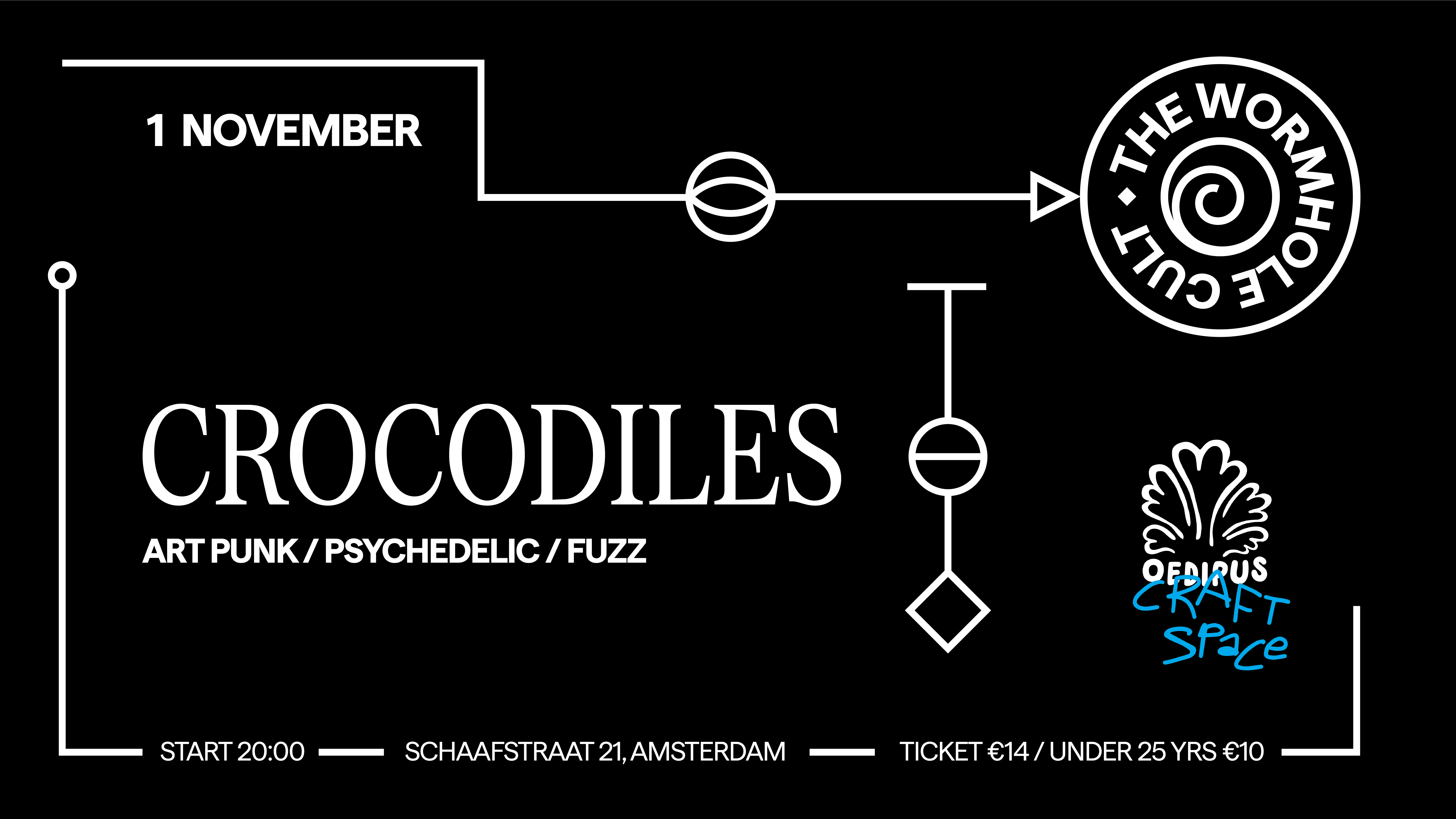 Cover photo for CROCODILES - THE WORMHOLE CULT by Oedipus Craft Space