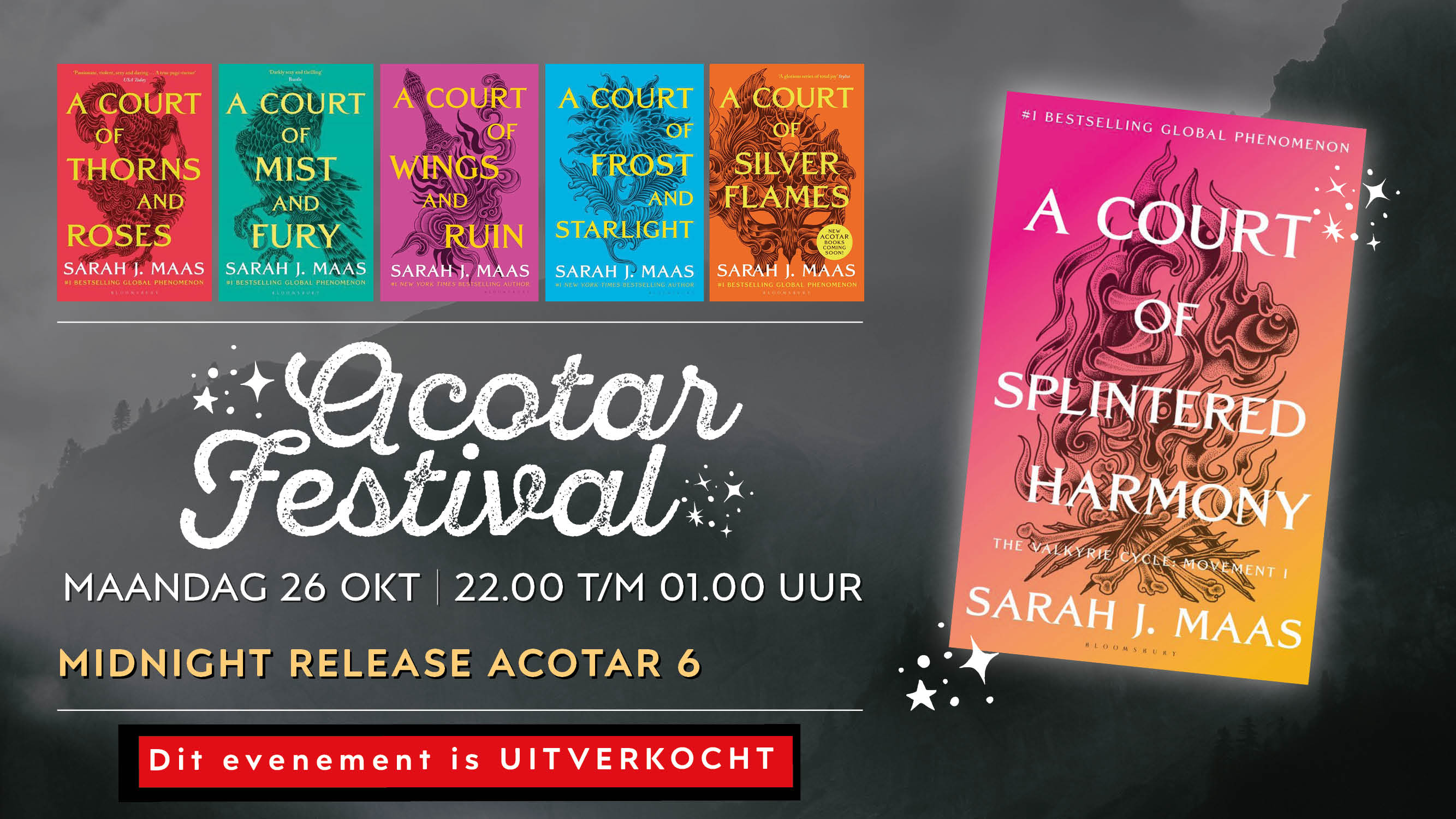 Cover photo for ACOTAR Festival: Midnight release ‘A Court of Splintered Harmony’ by Broese