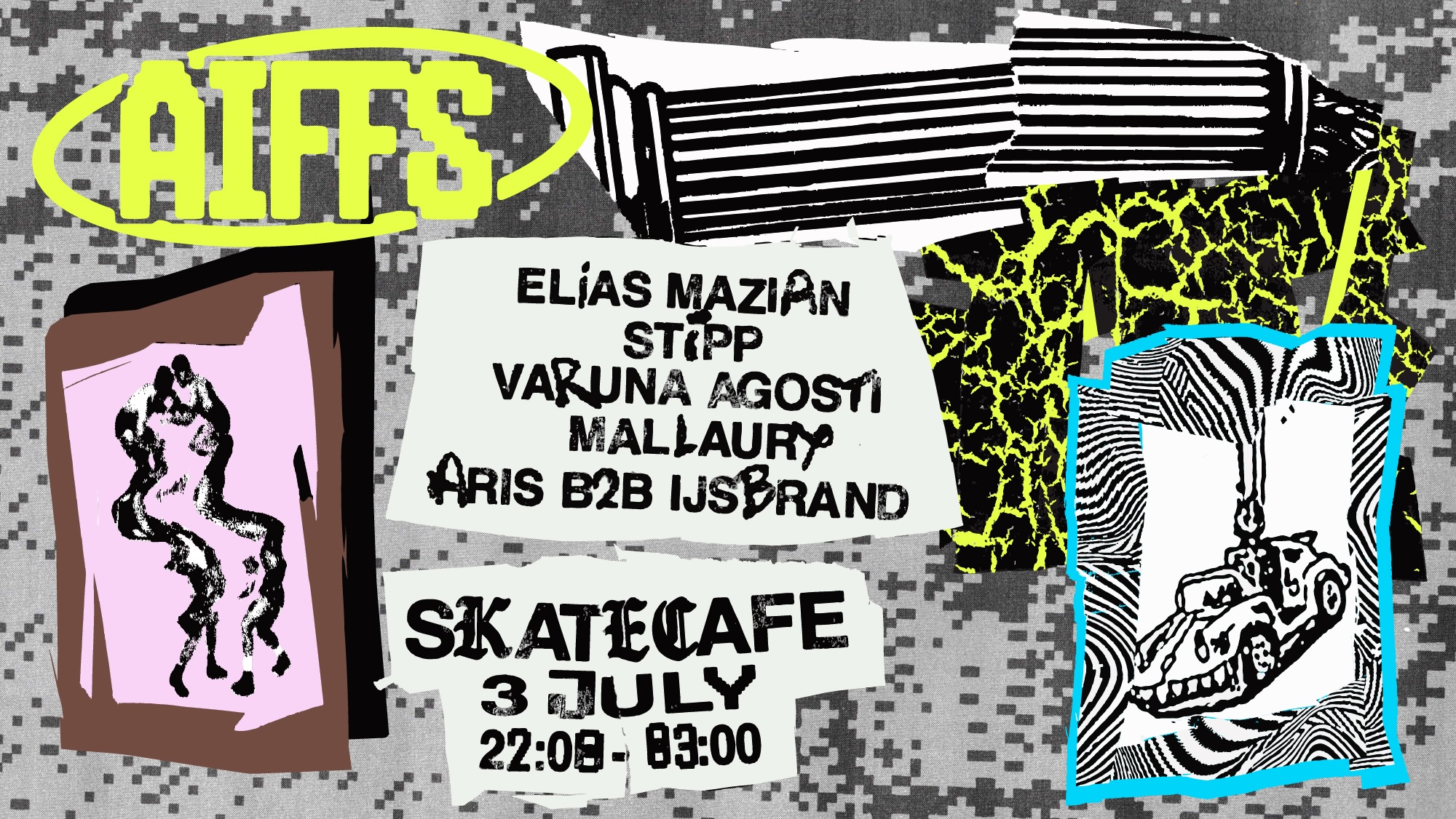Cover photo for AIFFS W/ ARIS, ELIAS MAZIAN, IJSBRAND, MALLAURY, STIPP, VARUNA AGOSTI by Skatecafe Karin & Yvonne