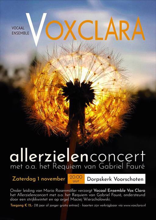 Cover photo for Allerzielenconcert: onder andere het Requiem van Gabriel Fauré by Vox Clara