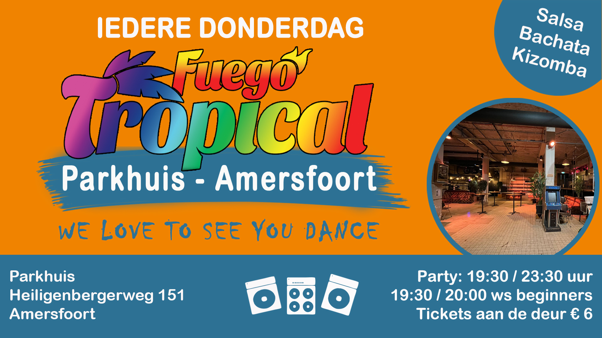 Cover photo for Fuego Tropical in het Parkhuis  - Amersfoort (Tickets aan de deur vekrijgbaar) by Salsaticket.nl