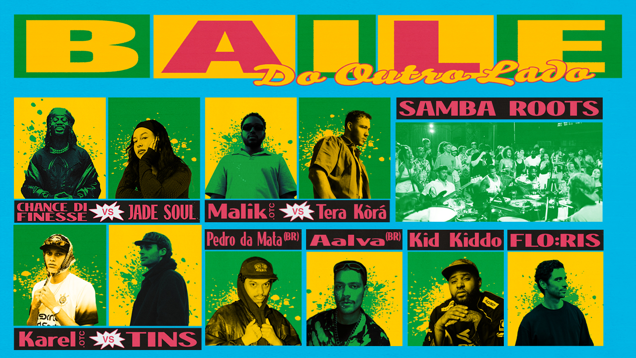 Cover photo for BAILE DO OUTRO LADO W/ JADE SOUL F2F CHANCE DI FINÈSSE, KAREL.OTC F2F TINS, MALIK.OTC F2F TERA KÒRÁ, SAMBA ROOTS AMSTERDAM (LIVE), KID KIDDO, FLO:RIS, PEDRO DA MATA (BR) & AALVA (BR) by Skatecafe Karin & Yvonne
