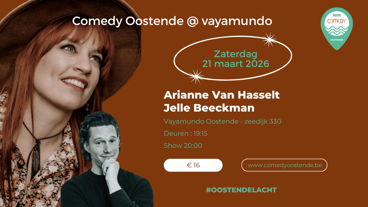Cover photo for Comedy Oostende @ Vayamundo - Arianne Van Hasselt en Jelle Beeckman by Comedy Oostende