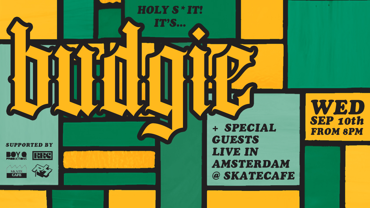 Cover photo for HOLY S*IT, IT’S BUDGIE! + SPECIAL GUESTS by Skatecafe Karin & Yvonne