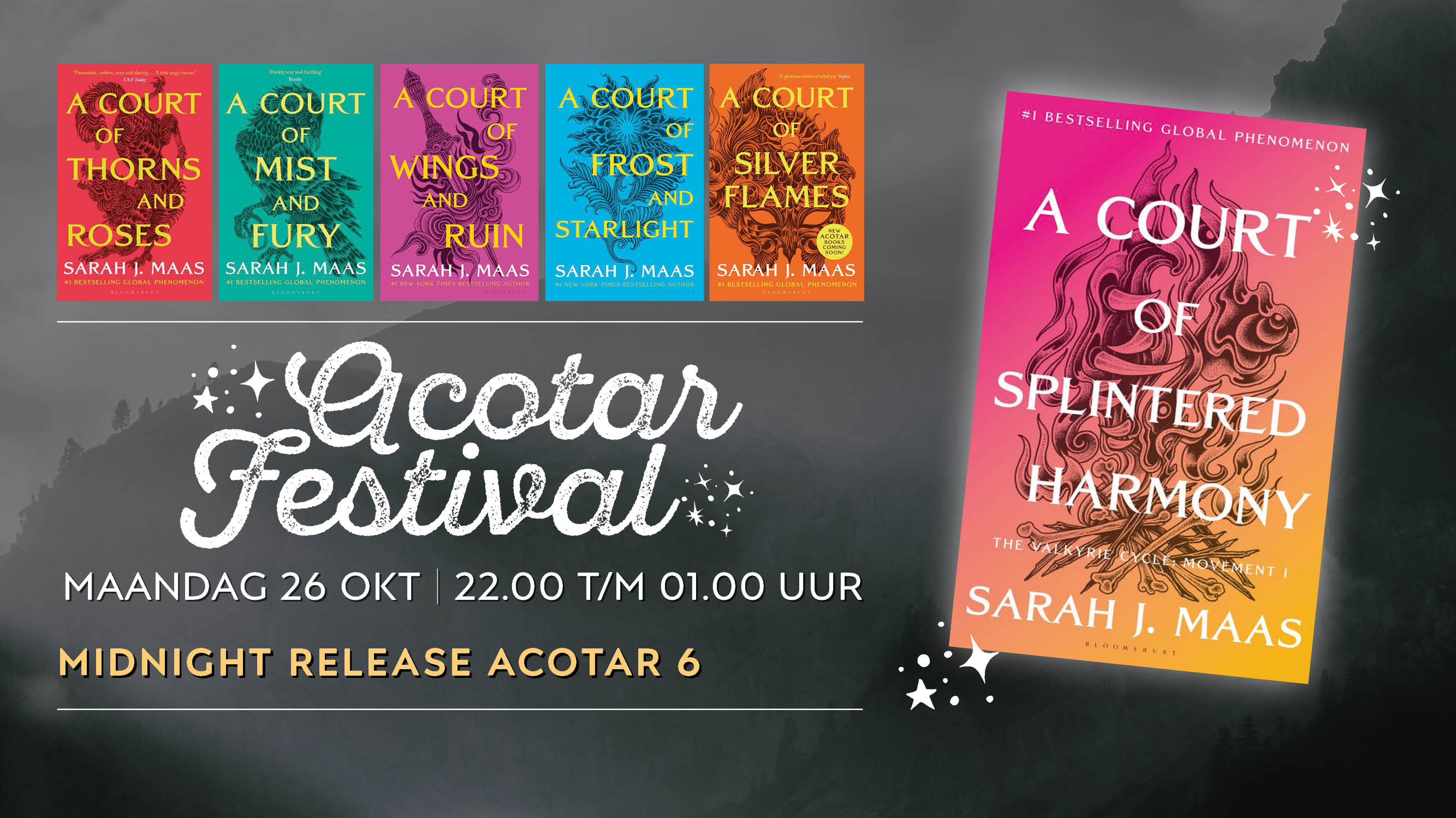 Cover photo for ACOTAR Festival: Midnight release ‘A Court of Splintered Harmony’ by Broese