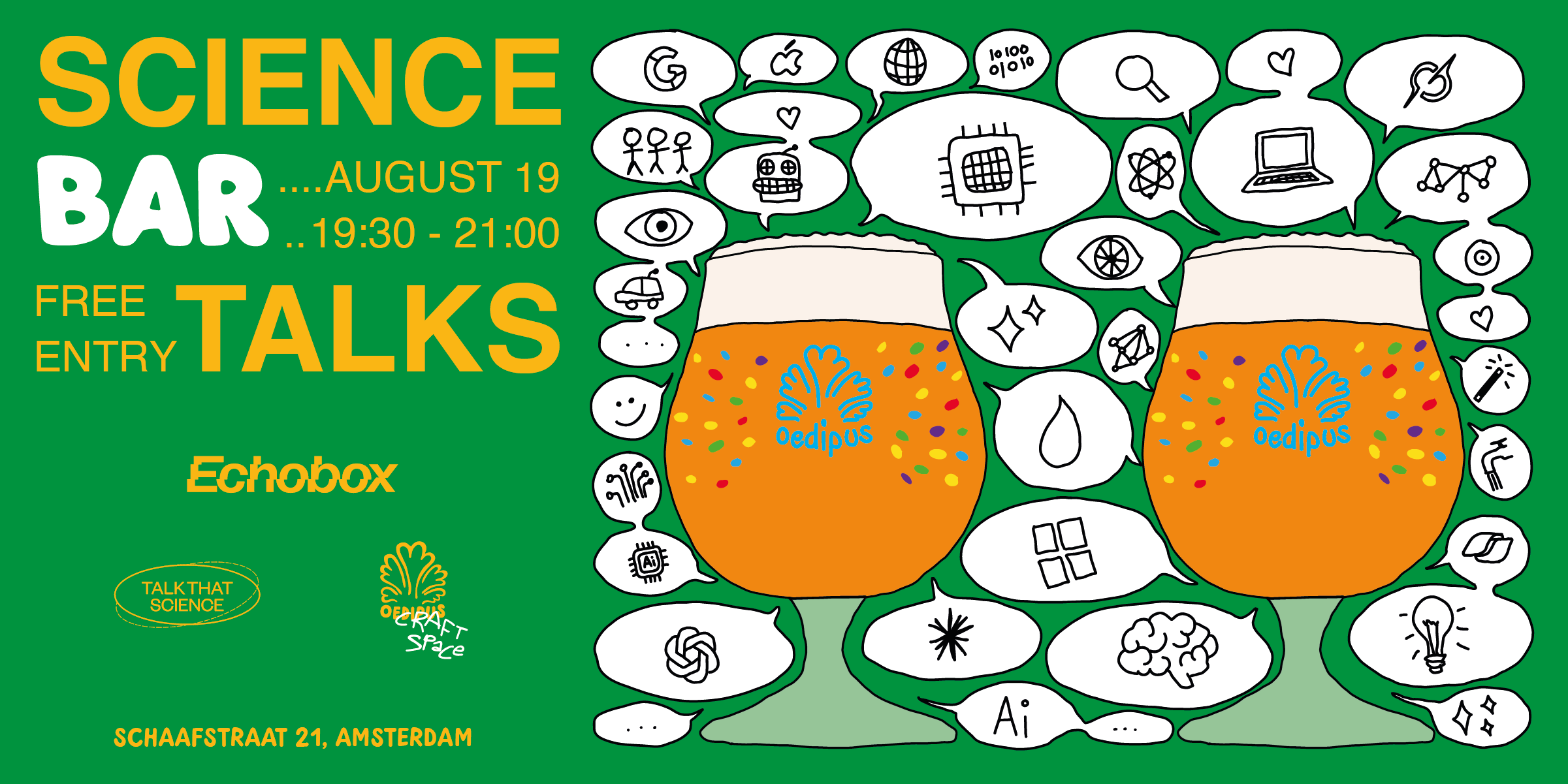 Cover photo for SCIENCE (BAR) TALKS: HOW DOES AI ACTUALLY WORK by Oedipus Craft Space
