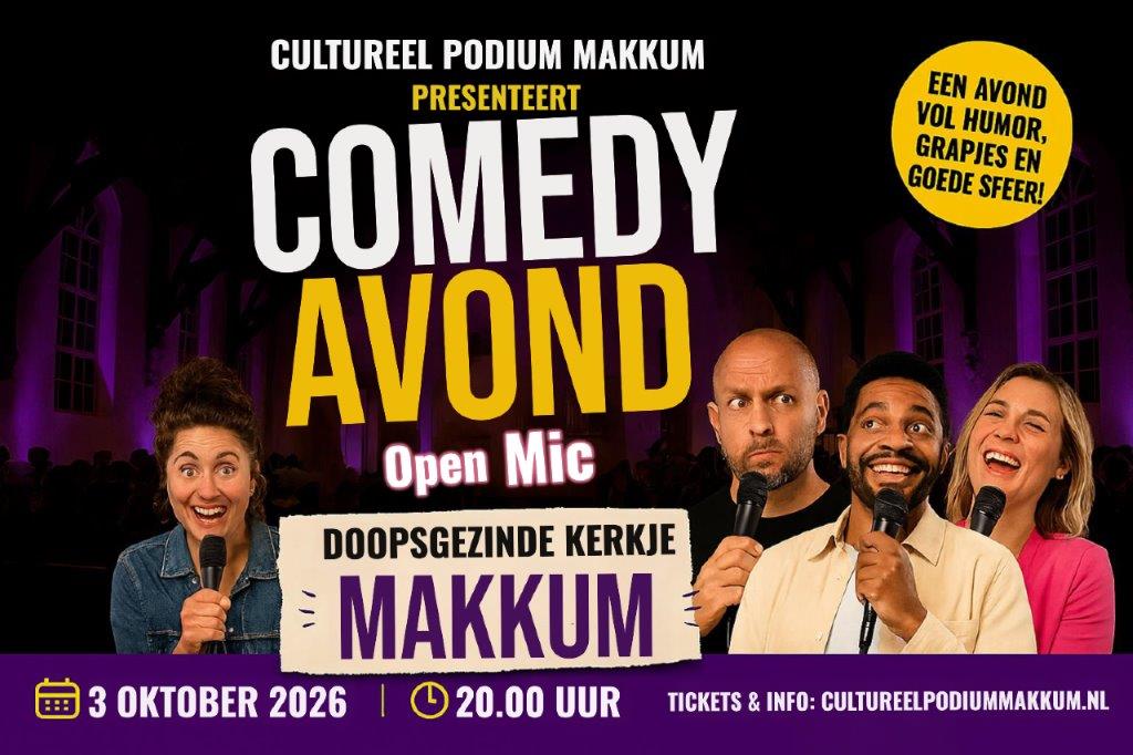 Cover photo for Comedy avond 3 oktober by Cultureel Podium Makkum