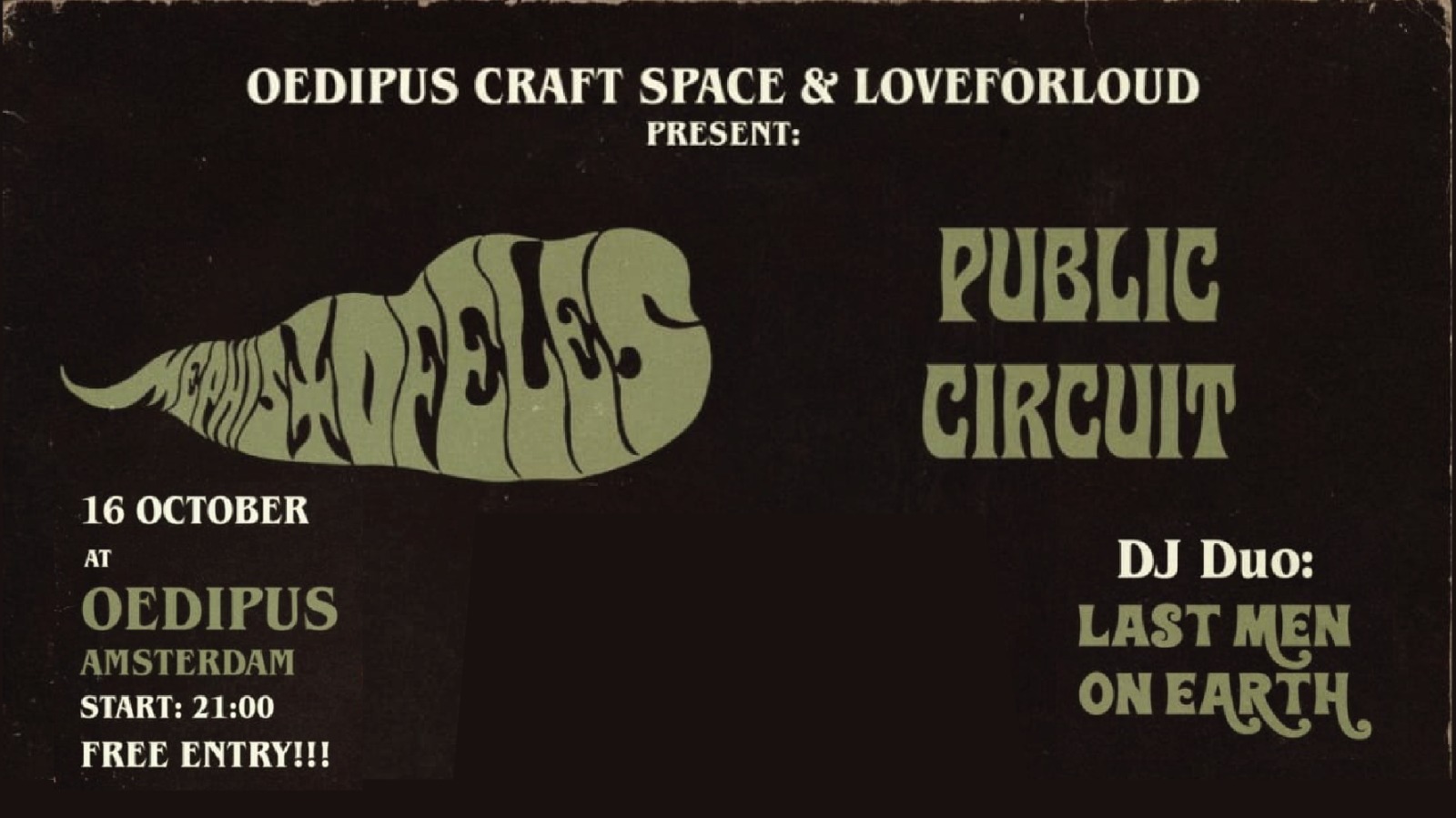 Cover photo for STAGE NIGHT W/ MEMPHISTOFELES & PUBLIC CIRCUIT by Oedipus Craft Space