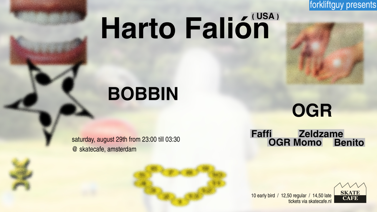 Cover photo for HARTO FALION (US, LIVE), OGR (LIVE), BOBBIN by Skatecafe Karin & Yvonne