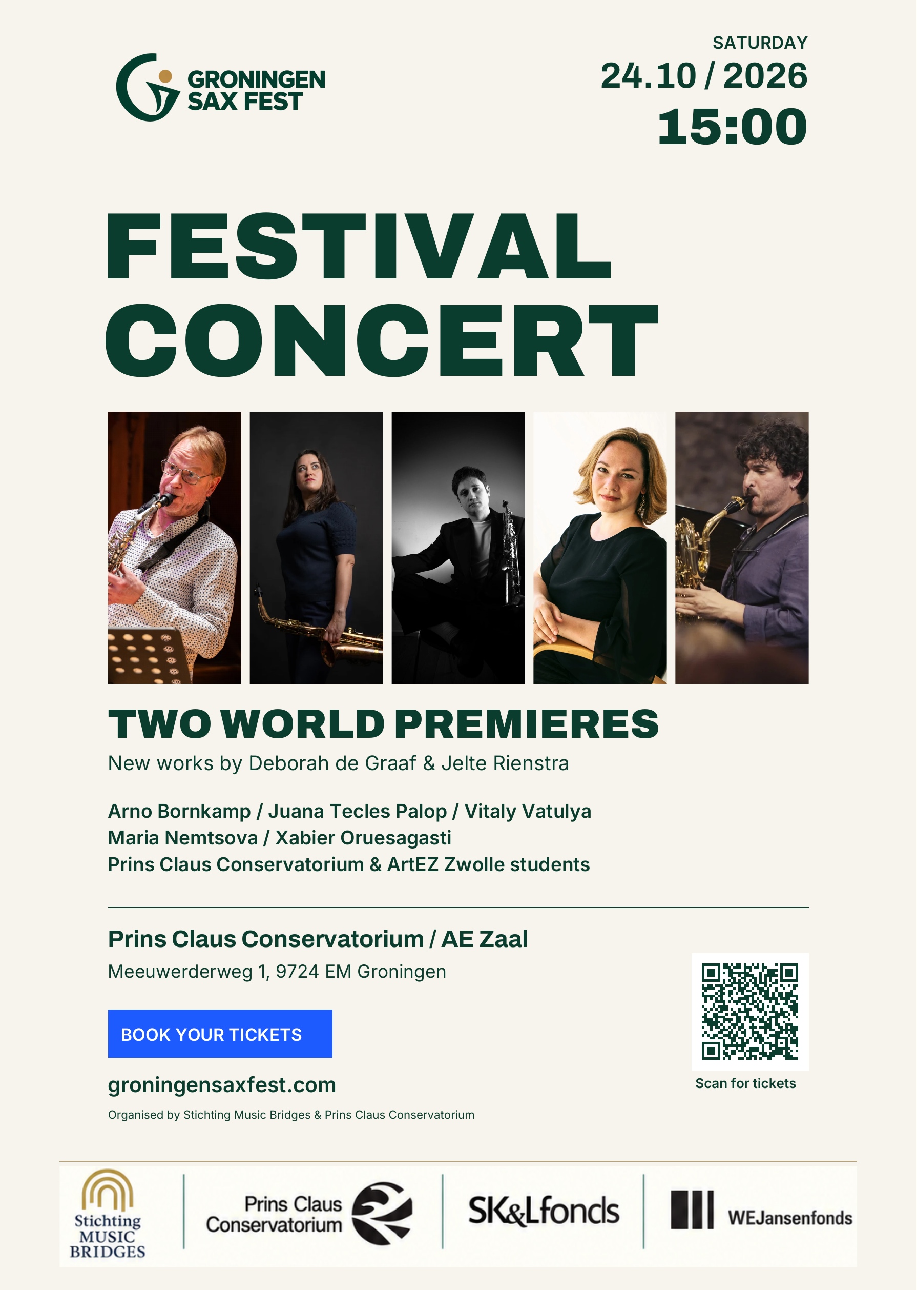 Cover photo for Festival Concert — Groningen Sax Fest 2026 by Groningen Sax Fest