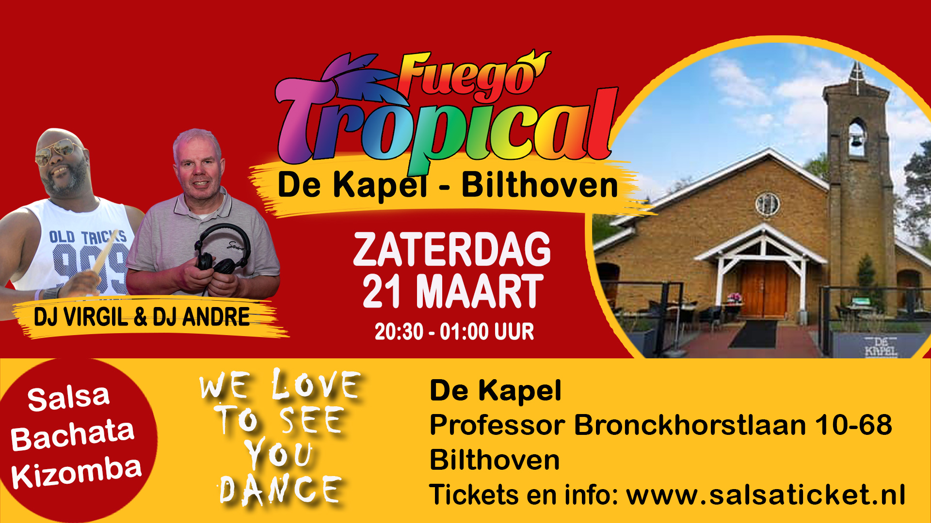 Cover photo for Fuego Tropical in de Kapel - Bilthoven by Salsaticket.nl