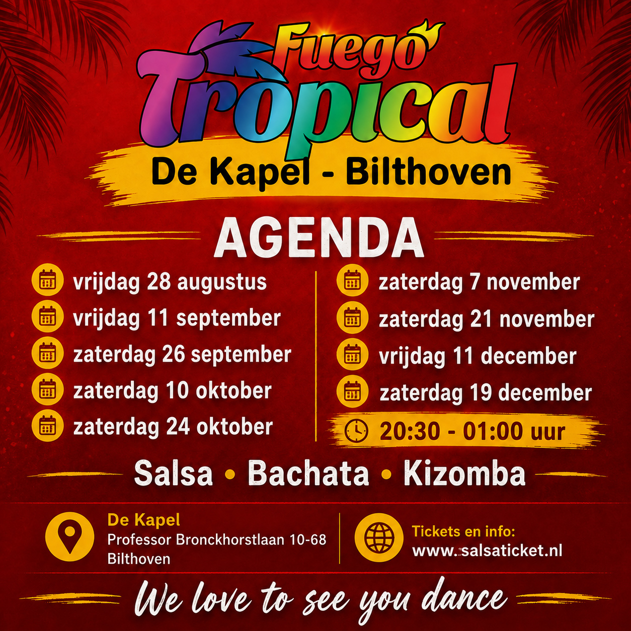 Cover photo for Fuego Tropical in de Kapel - Bilthoven by Salsaticket.nl