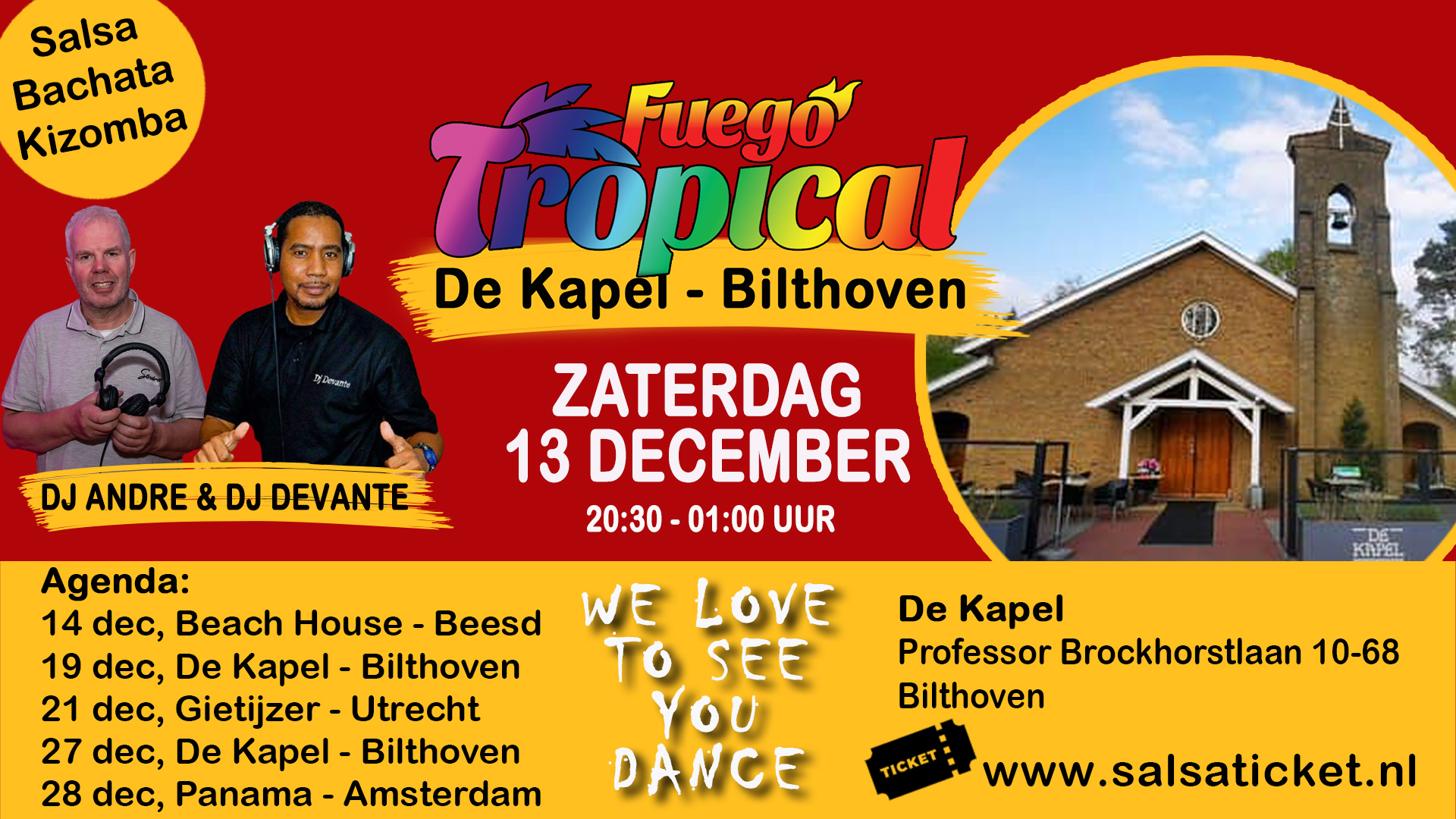 Cover photo for Fuego Tropical in de kapel van Bilthoven by Salsaticket.nl