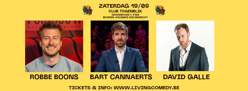 Cover photo for Jongerenticket Bart Cannaerts, David Galle & Robbe Boons by LivingComedyvzw