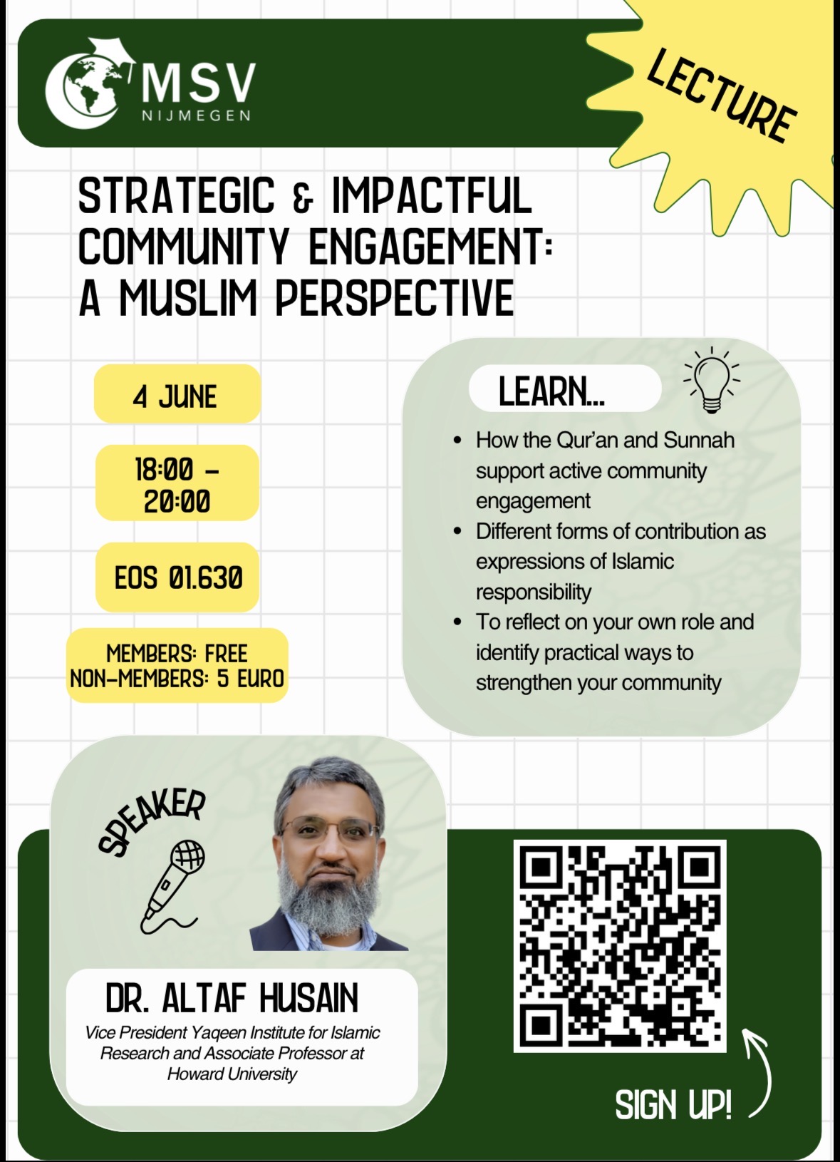 Cover photo for Lecture dr. Altaf Husain by MSV Nijmegen