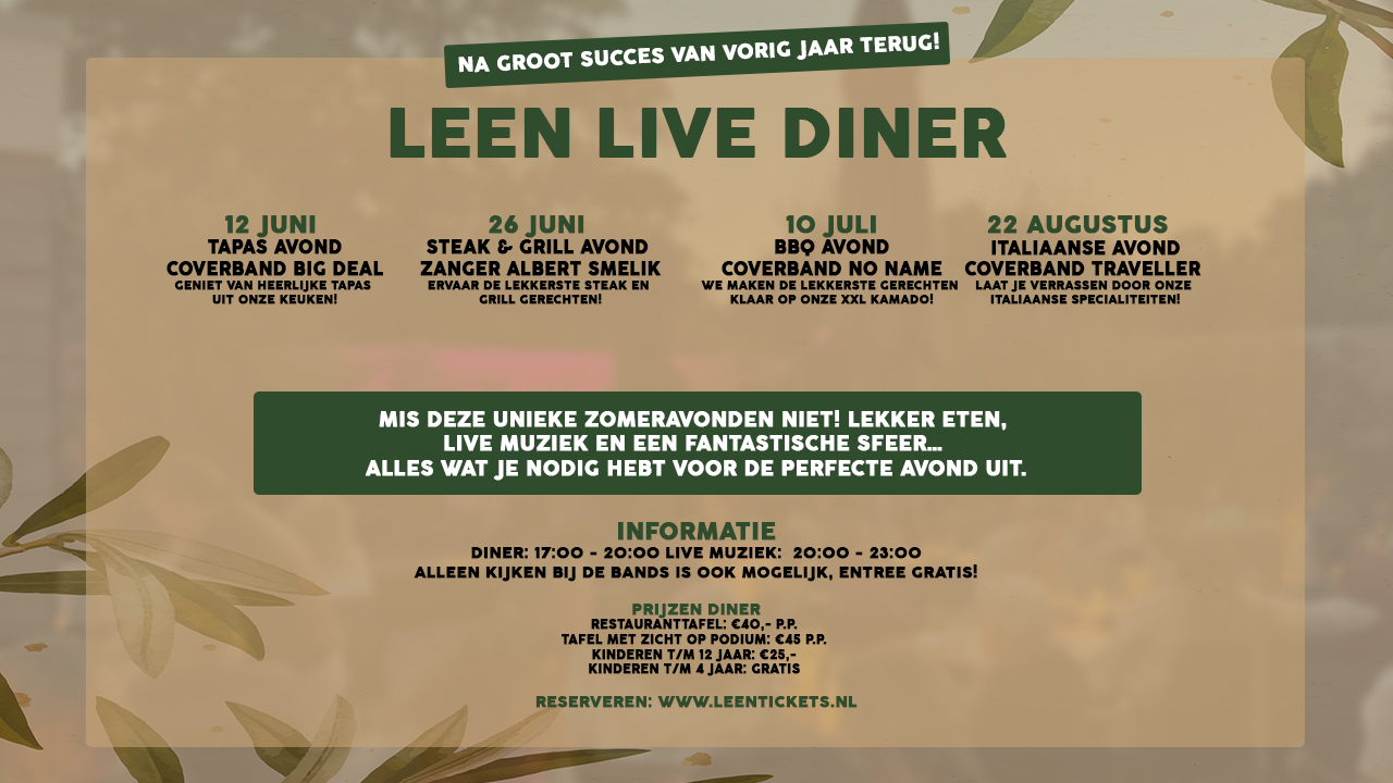 Cover photo for LEEN Live Diner by Club LEEN