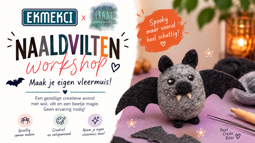 Cover photo for Workshop naaldvilten: Maak Je Eigen Vleermuis by Fraai Workshops