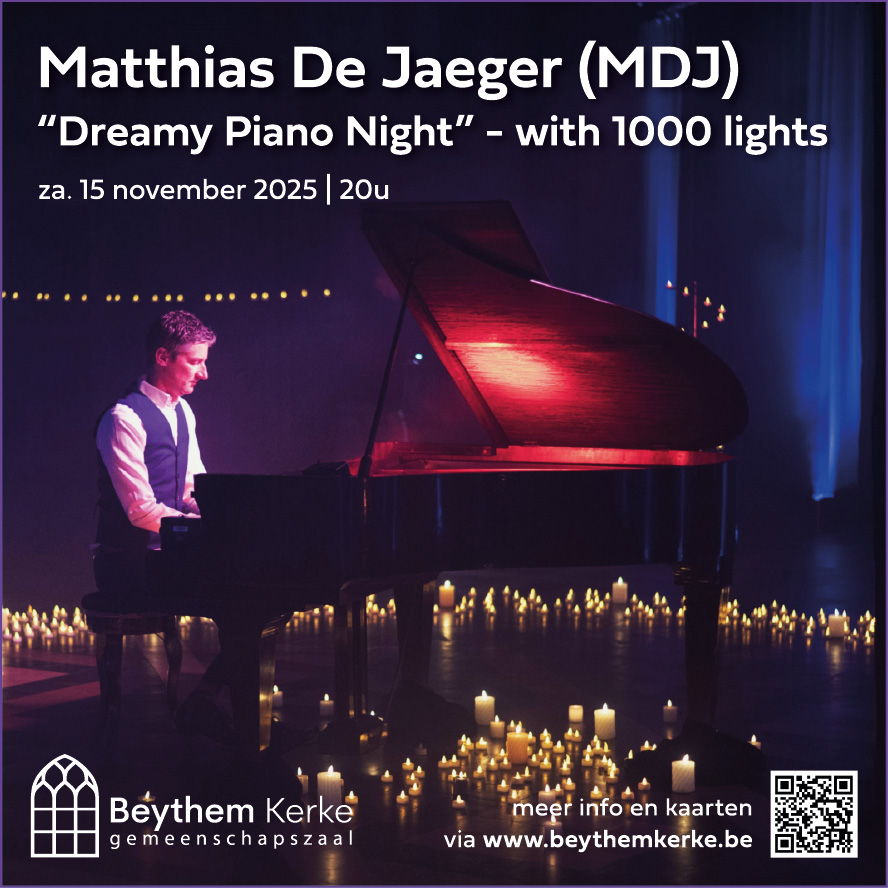 Cover photo for Matthias De Jaeger - A Dreamy Piano Night  with 1000 lights by Beythem Kerke vzw