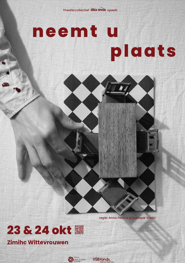 Cover photo for Neemt u plaats by Stichting Theatercollectief Met Prik