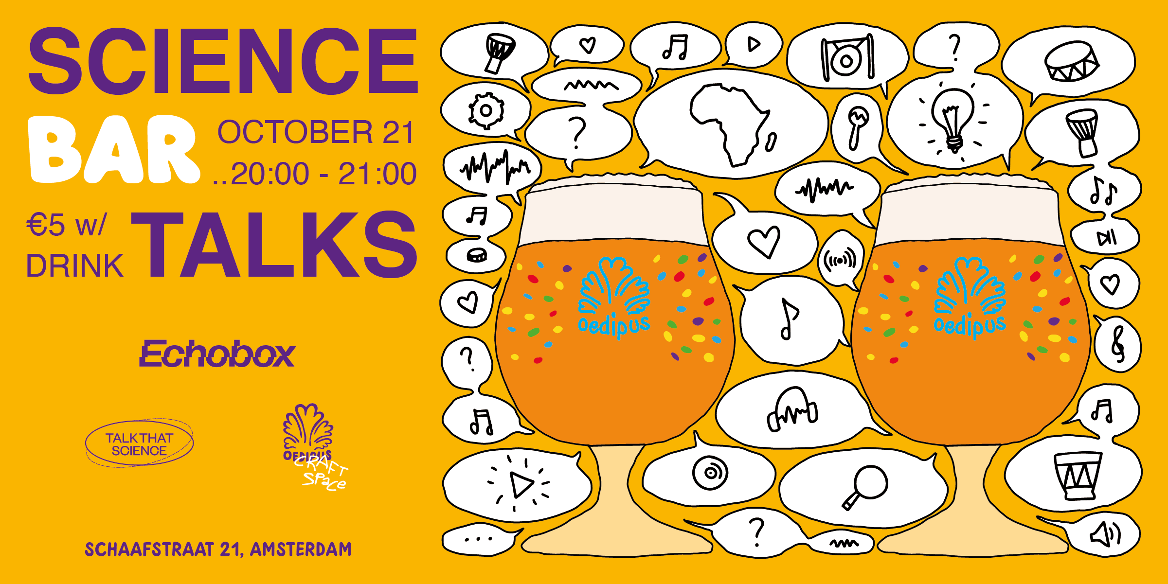 Cover photo for SCIENCE (BAR) TALKS: SENDING SOUNDS by Oedipus Craft Space