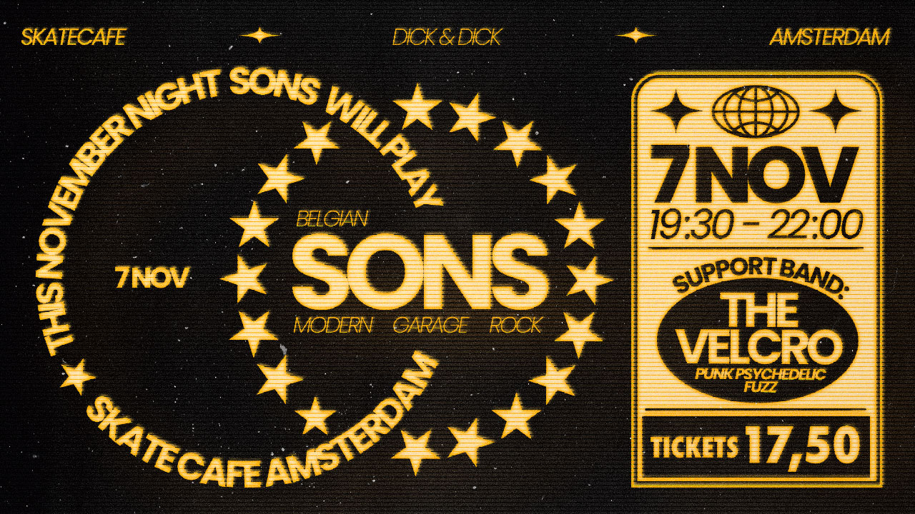 Cover photo for SONS (LIVE) SUPPORT VAN THE VELCRO (LIVE) by Skatecafe Karin & Yvonne