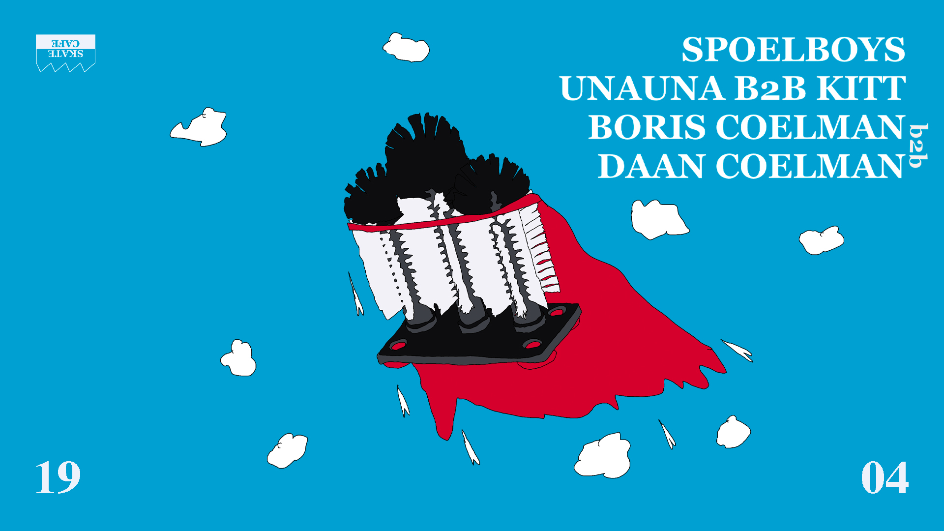 Cover photo for SPOELBOYS, BORIS COELMAN, DAAN COELMAN, UNAUNA, KITT by Skatecafe Karin & Yvonne