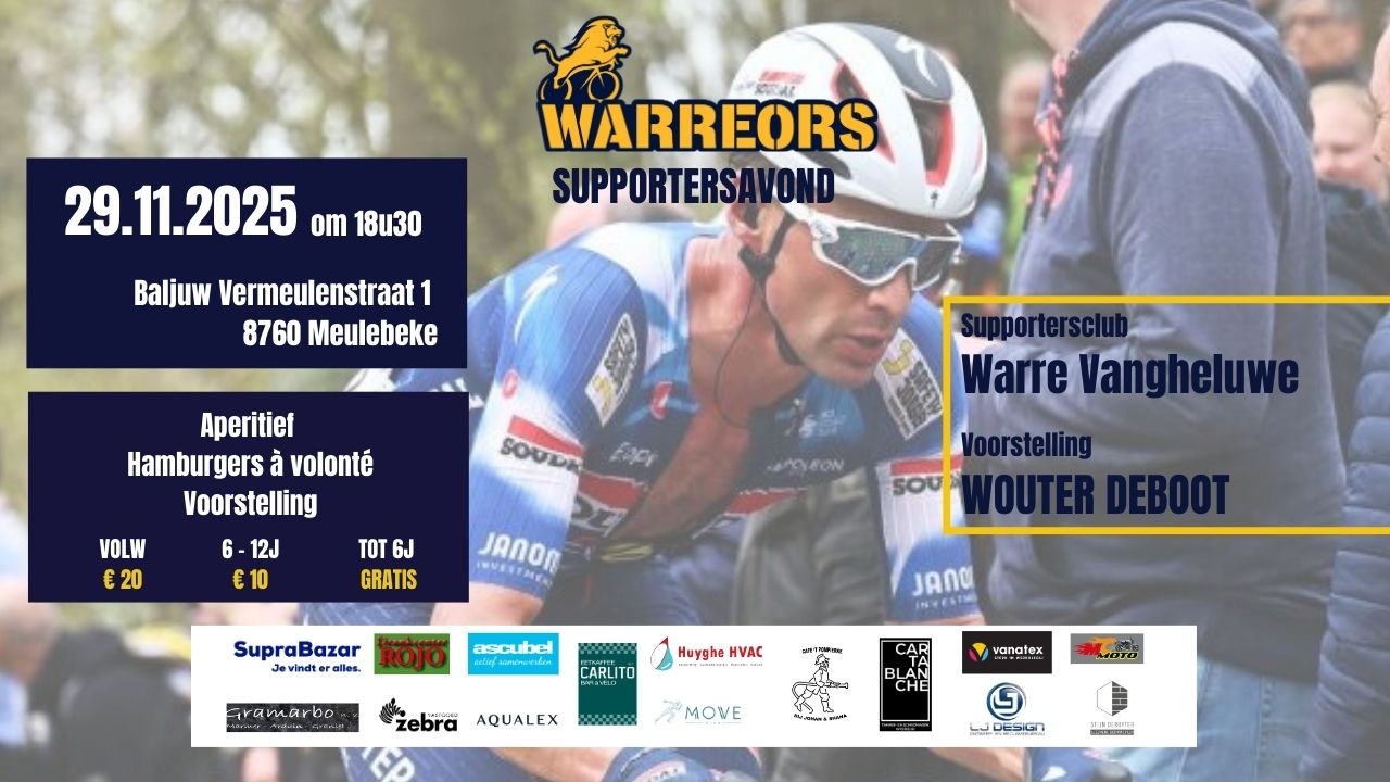 Cover photo for Supportersavond WARREORS 2025 by vzw supporters warre vangheluwe