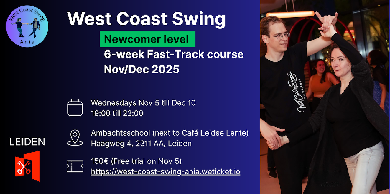 Cover photo for West Coast Swing - Newcomer (Beginner) 6-week Fast-Track course (Nov/Dec 2025) by West Coast Swing Ania