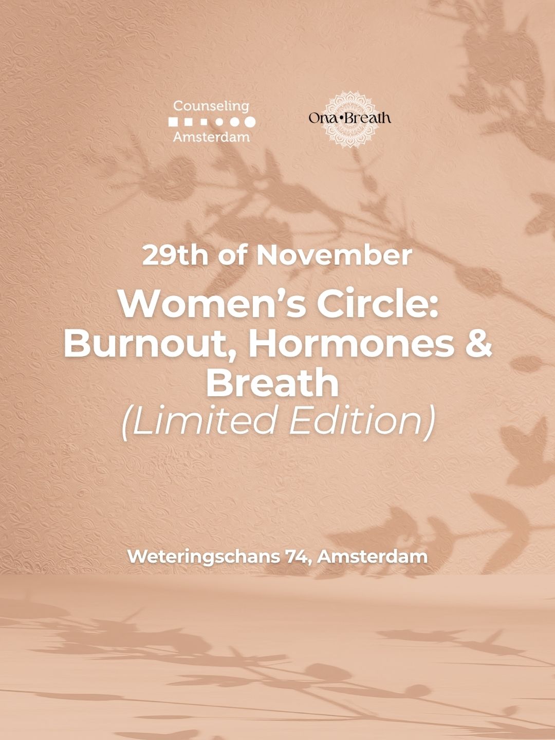 Cover photo for Women’s Circle: Burnout, Hormones & Breath (special Edition) by Counseling Amsterdam