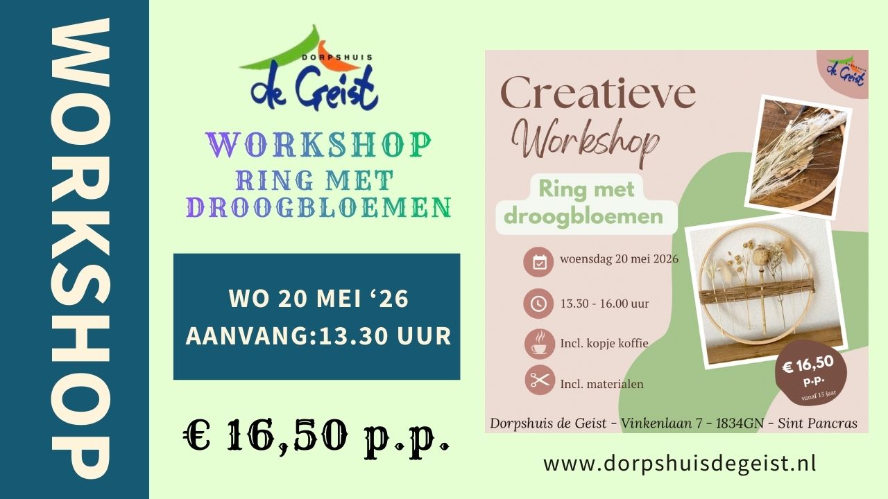 Cover photo for Workshop houten ring met droogbloemen by Stichting Dorpshuis De Geist