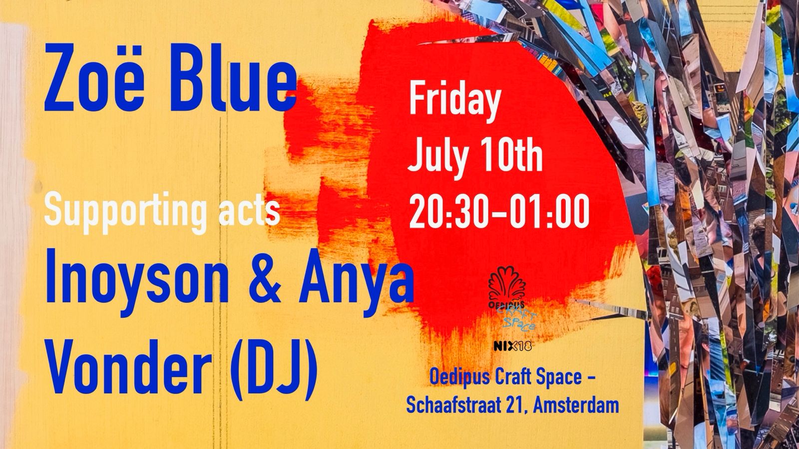 Cover photo for ZOË BLUE ALBUM RELEASE W/ INOYSON & ANYA + VONDER (DJ) by Oedipus Craft Space